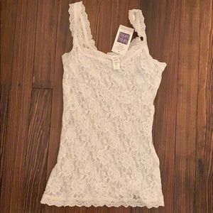 Hank Panky white lace tank NWT small